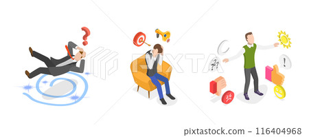 3D Isometric Flat  Illustration of Attention Concentration, Distracted Mind 116404968