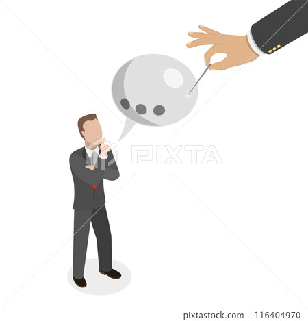 3D Isometric Flat  Illustration of Freedom Speech Violation, Rejecting Comments or Arguments 116404970