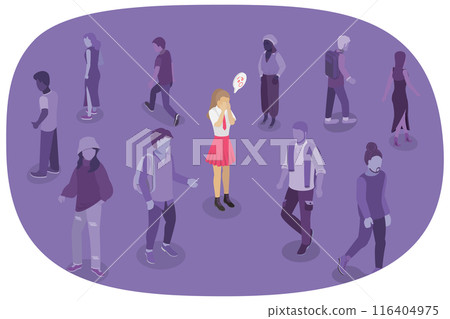 3D Isometric Flat Illustration of Panic Attack, Mental Disorder, Social Phobia 3D Isometric Flat Illustration of Panic Attack, Mental Disorder, Social Phobia 116404975