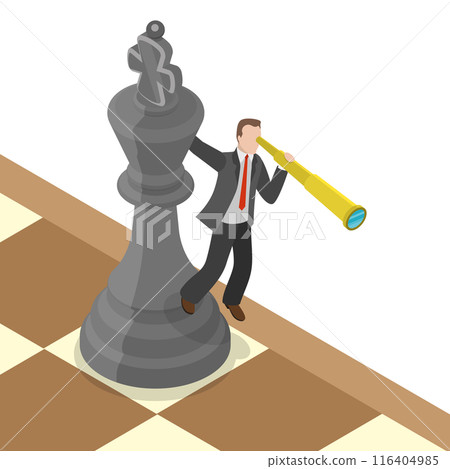 3D Isometric Flat  Illustration of Business Planning Strategy, Leadership Vision or Looking for Opportunity 116404985