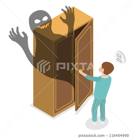 3D Isometric Flat Illustration of Childhood Fears, Children Phobia 3D Isometric Flat Illustration of Childhood Fears, Children Phobia 116404990
