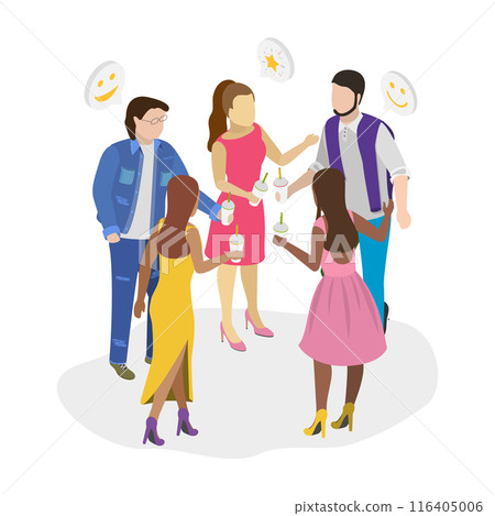 3D Isometric Flat  Illustration of Holiday Party, Corporate Celebrating 116405006