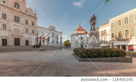 Panorama showing Sa da Bandeira Square with a view of the Santarem See Cathedral timelapse. Portugal Panorama showing Sa da Bandeira Square with a view of the Santarem See Cathedral timelapse. Portugal 116405193