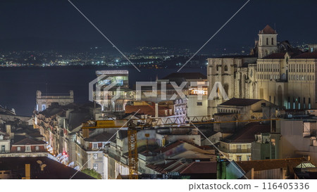 Lisbon from above night timelapse 116405336
