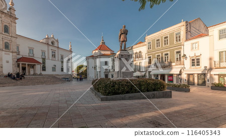 Panorama showing Sa da Bandeira Square with a view of the Santarem See Cathedral timelapse. Portugal Panorama showing Sa da Bandeira Square with a view of the Santarem See Cathedral timelapse. Portugal 116405343