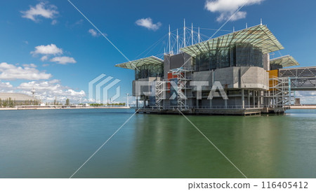 Panorama showing Lisbon Oceanarium timelapse, located in the Park of Nations. Panorama showing Lisbon Oceanarium timelapse, located in the Park of Nations. 116405412