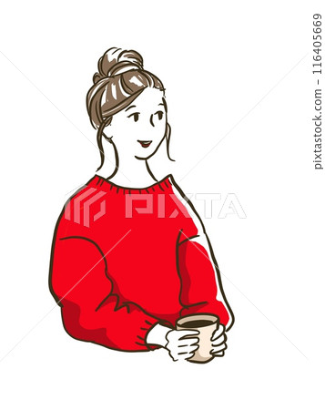 A woman relaxing with a coffee cup 116405669
