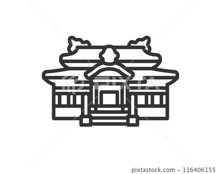 Illustration of the icon (line drawing) of Shuri Castle in Okinawa 116406155