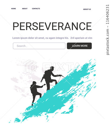 Perseverance Mental Health Concept two climbers ascending mountain teal brush strokes website design Perseverance Mental Health Concept two climbers ascending mountain teal brush strokes website design 116406231
