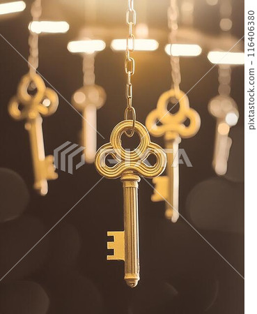 Countless keys hanging from the ceiling 116406380