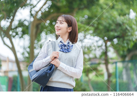 Smiling girls high school students 116406664