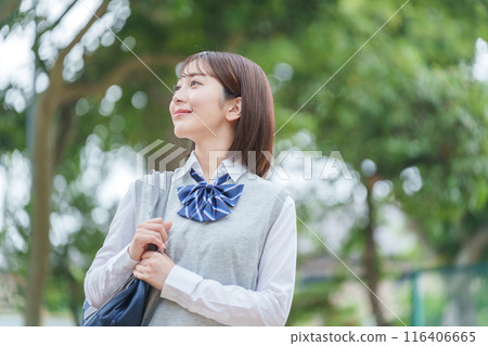 Smiling girls high school students 116406665