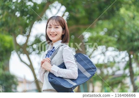 Smiling girls high school students 116406666