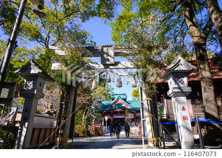 Torii gate and Tamagawa Sengen Shrine Torii gate and Tamagawa Sengen Shrine 116407073