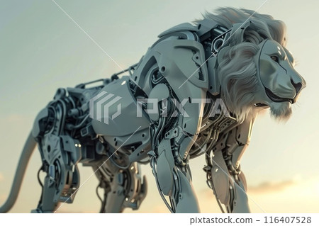 Futuristic lion robot, mechanical robot. Generative AI Futuristic lion robot, mechanical robot. Generative AI 116407528
