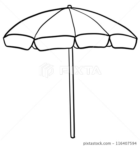 Simple beach umbrella line drawing 116407594