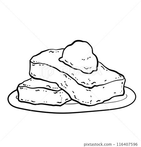 Simple French toast line drawing 116407596
