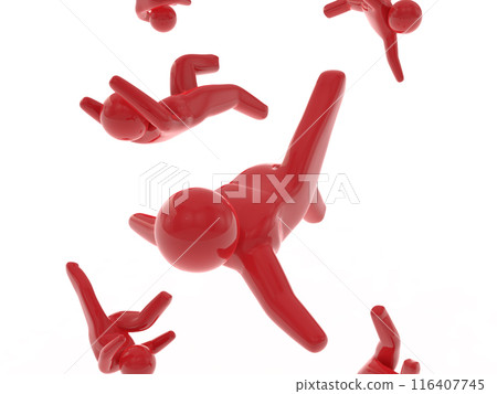落紅人圖示白色背景水平3D圖 落紅人圖示白色背景水平3D圖 116407745