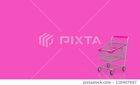 The shopping cart on pink Background 3d rendering. The shopping cart on pink Background 3d rendering. 116407887