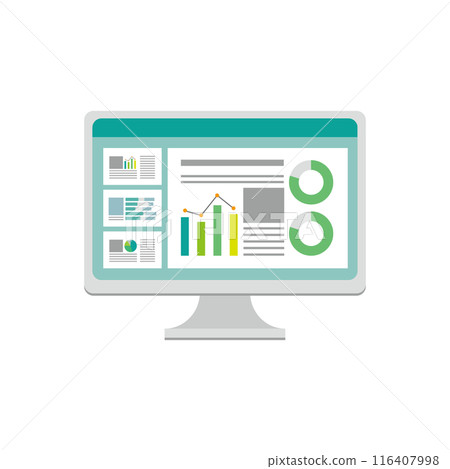 顯示圖形資料的電腦顯示器的插圖 116407998