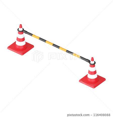 3DCG | Isometric | Traffic cones and barricades indicating no entry 116408088