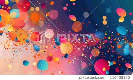 Banner flat design gift and confetti. Generative AI 116408560