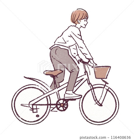 Illustration of a person riding a bicycle Illustration of a person riding a bicycle 116408636