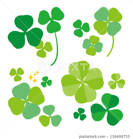 可愛的蠟筆風格三葉草插圖集 116408755