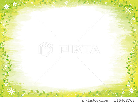Green watercolor stroke frame with wave botanical ornament Green watercolor stroke frame with wave botanical ornament 116408765