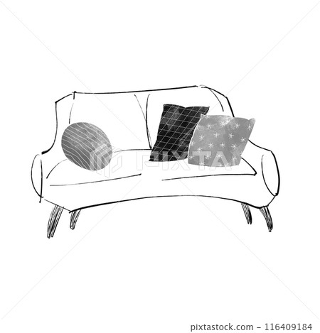 Hand-drawn style cute sofa illustration 116409184