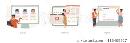 Business landing page isolated concept vector illustration set. 116409517