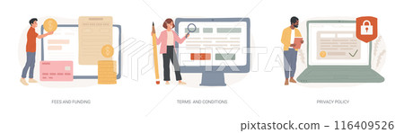 Website information page isolated concept vector illustration set. 116409526