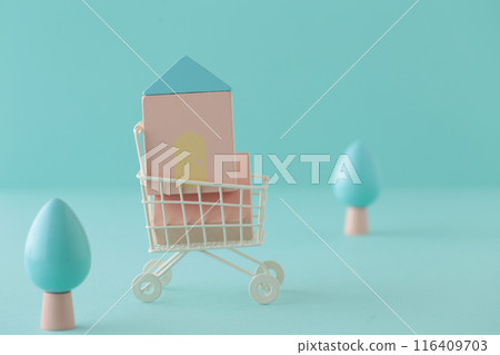 Image of moving house with cart Image of moving house with cart 116409703
