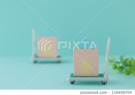 Image of moving house with cart 116409704