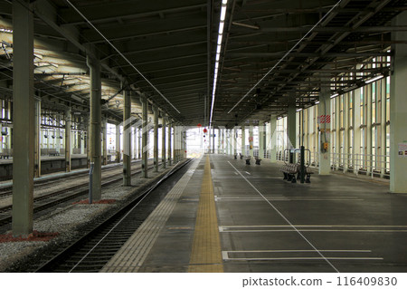 空蕩蕩的車站的新幹線月台 空蕩蕩的車站的新幹線月台 116409830
