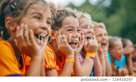 Children cheering loudly AI image 116410297