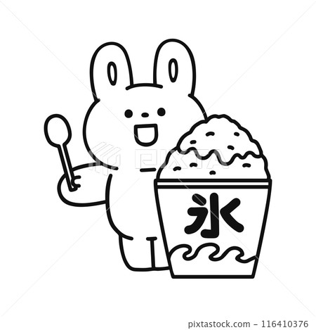 刨冰和可愛的兔子線描 116410376