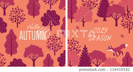 Autumn forest background set 116410582
