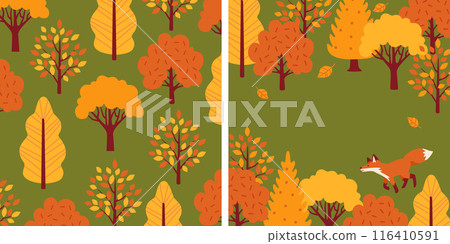 Autumn forest background set 116410591