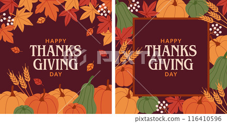 秋季框架設計套裝，感恩節慶祝豐收 116410596