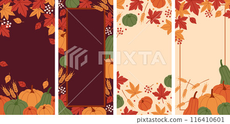 Autumn frame design set, harvest celebration, thanksgiving Autumn frame design set, harvest celebration, thanksgiving 116410601