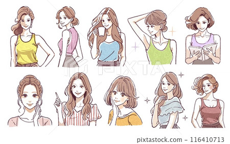 Illustration material set of women and girls 116410713