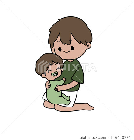 A man is holding a baby 116410725