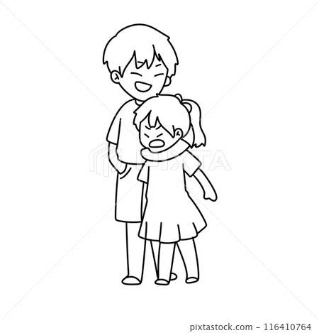 A boy and a girl are hugging each other A boy and a girl are hugging each other 116410764