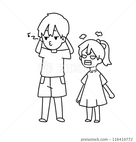 A boy and a girl are standing next to each other A boy and a girl are standing next to each other 116410772