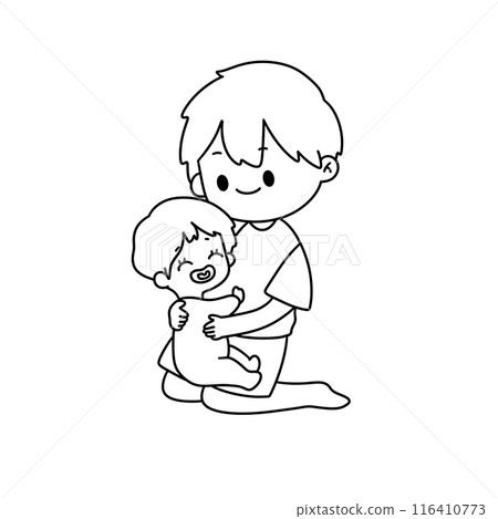 A man is holding a baby A man is holding a baby 116410773