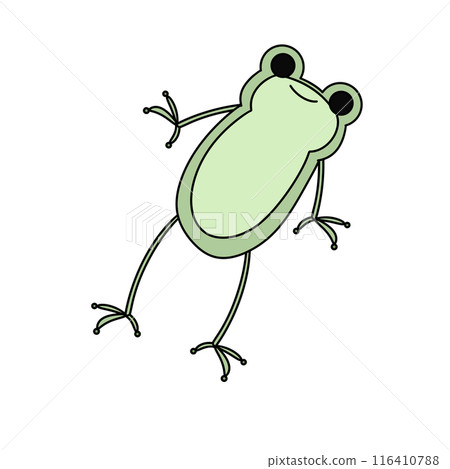 A cartoon frog is jumping in the air 116410788