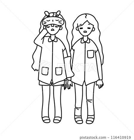 Two girls are standing next to each other Two girls are standing next to each other 116410919