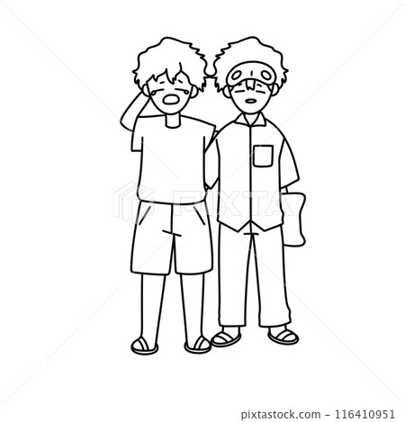 Two men are standing next to each other 116410951