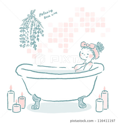Image of a woman relaxing in a bath 116411197